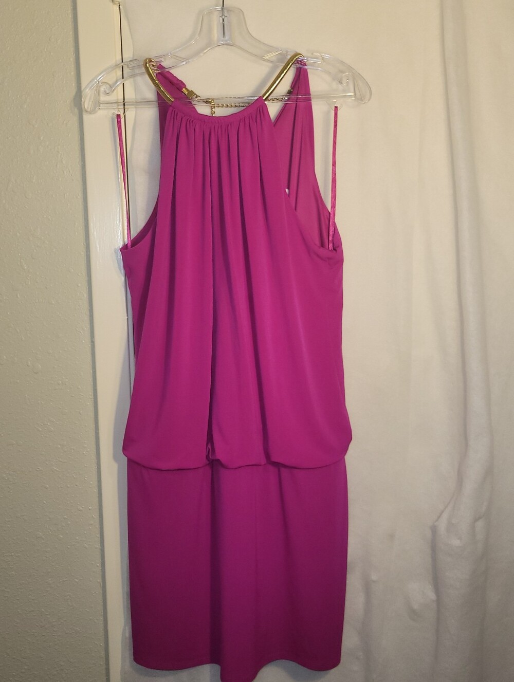 Jessica Simpson Magenta Chain-Neck Blouson Dress – Size 14 👗